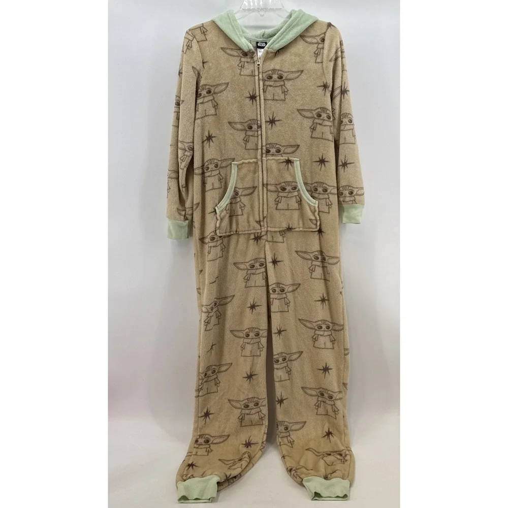 Disney Lucas Film Baby Yoda Pajamas Womens S 4-6 Fleece Costume One Piece PJs - Picture 3 of 10